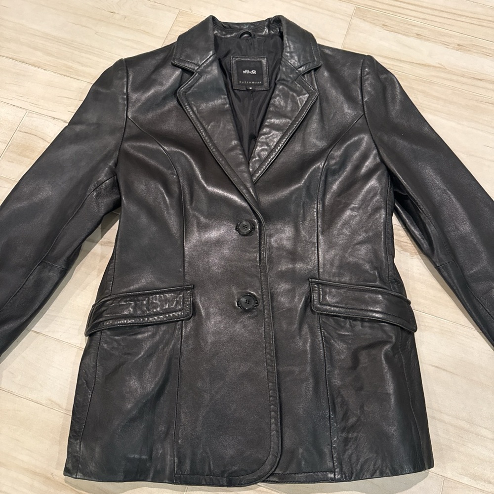 90s Dream 🖤 Black Leather Blazer - Size M - Super Soft